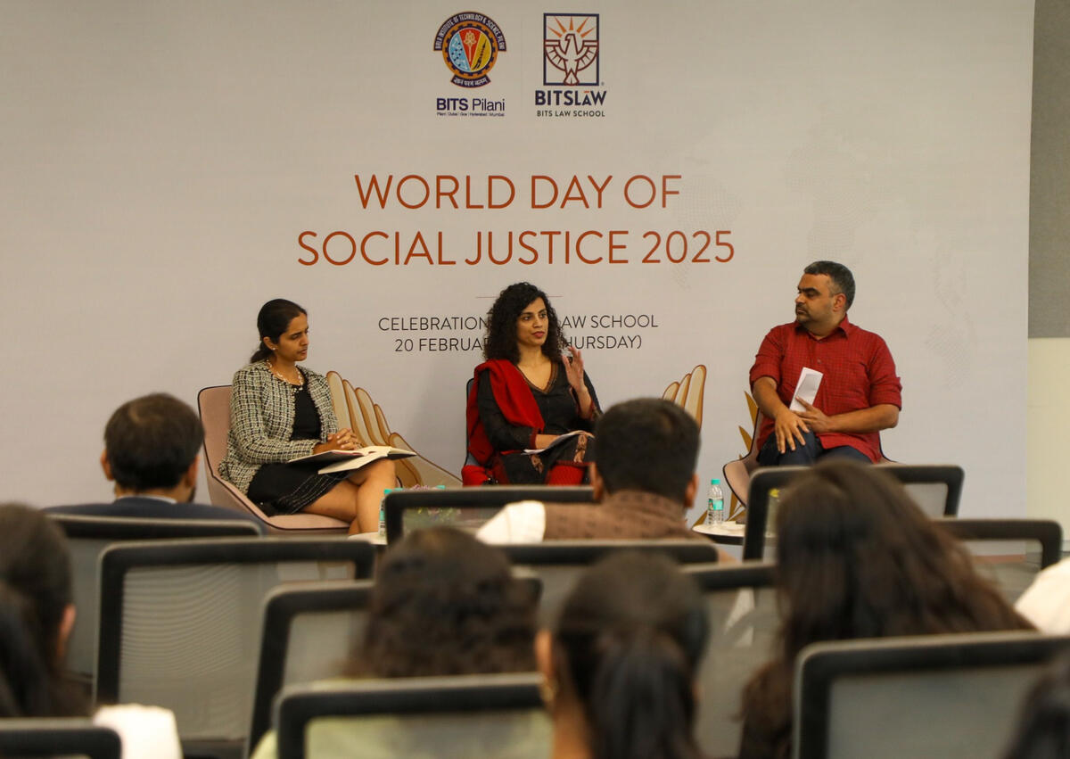 Panel discussion at BITS Law School on the occasion of World Dat of Social Justice moderated by Dr. Akhil Katyal and Dr. Rahela